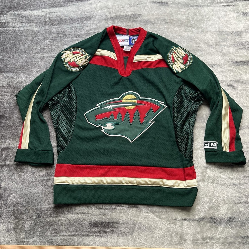 Vintage CCM NHL Minnesota Wild Hockey Green Stitched Jersey Youth Size S/M